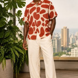 CAMISA GIRAFA CORAL MANGA CURTA